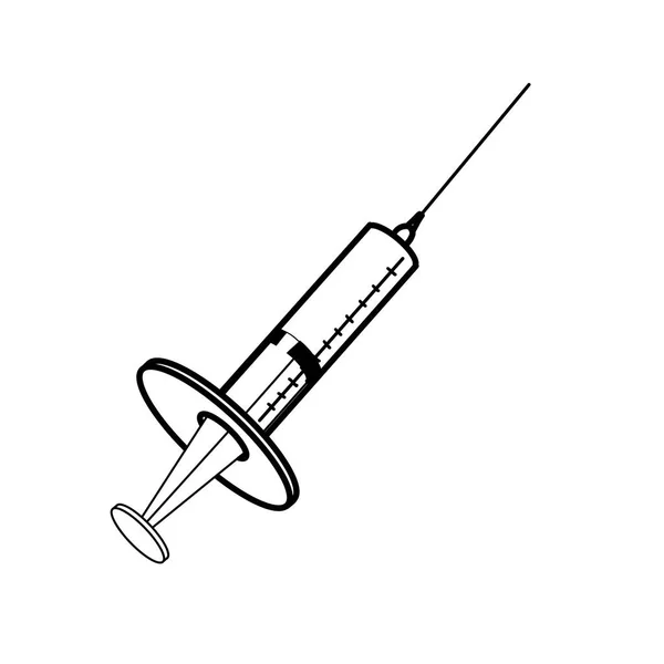 Контур медицинского шприца на белом фоне. Векторные рисунки Дудла. — стоковый вектор