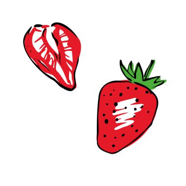 Beyaz yalıtılmış arka planda renkli çileklerin vektör çizimi.