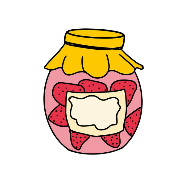 Ikona jahodové marmelády. Styl Doodle. — Stockový vektor