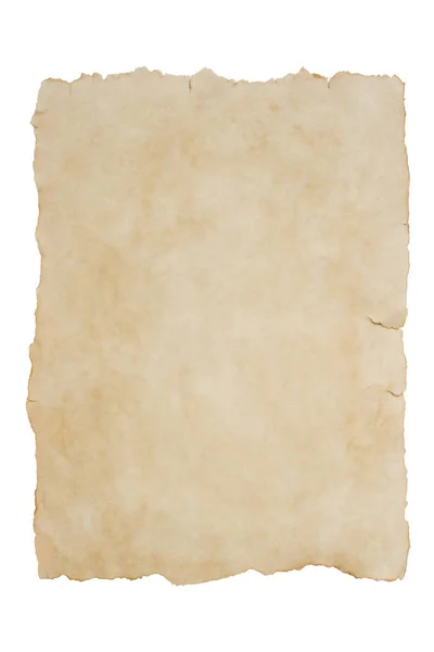 İzole edilmiş beyaz arkaplan üzerindeki eski kağıt parçası