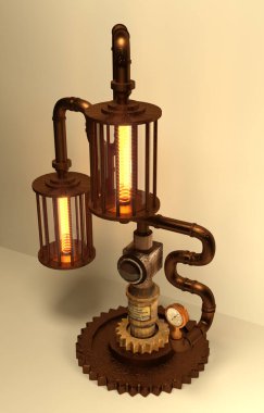 Steampunk lambasından yapılmış 3D.