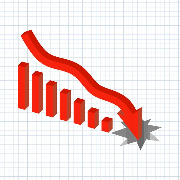 Business Graph Falling Curve Value Crisis Economy Economic Losses Drop — Stock Vector