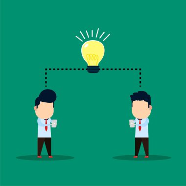 İki işadamı fikir üretmek için akıllı telefonlardan konuşuyor.