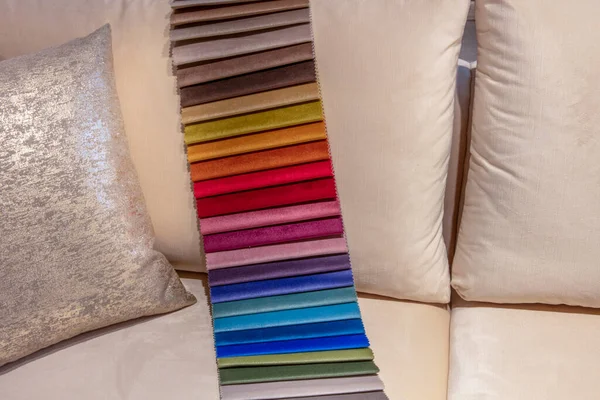 Sofa color chart. Adjustable sofa fabric solid color chart. Different tissue sample, fabric cloth of different color