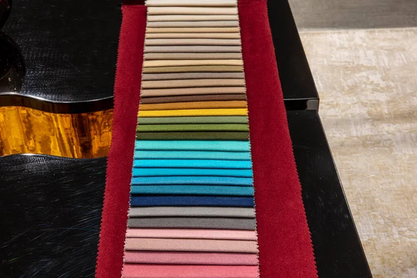 Sofá Carta Colores Tabla Colores Sólida Tela Sofá Ajustable Muestra — Foto de Stock