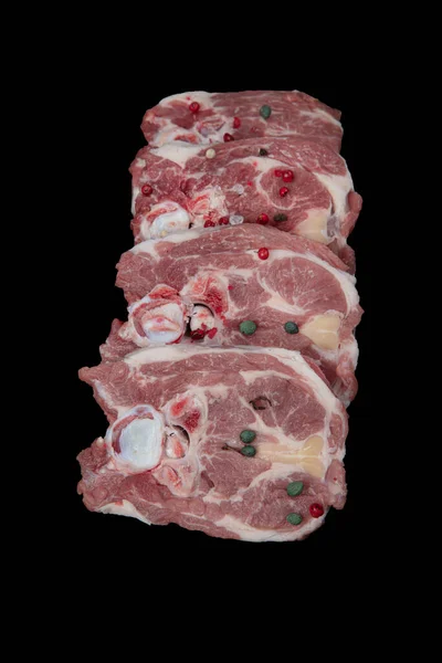 Raw Fresh Meat Lamb Lamb Neck Lamb Gerdan Isolated Black — Stock Photo, Image