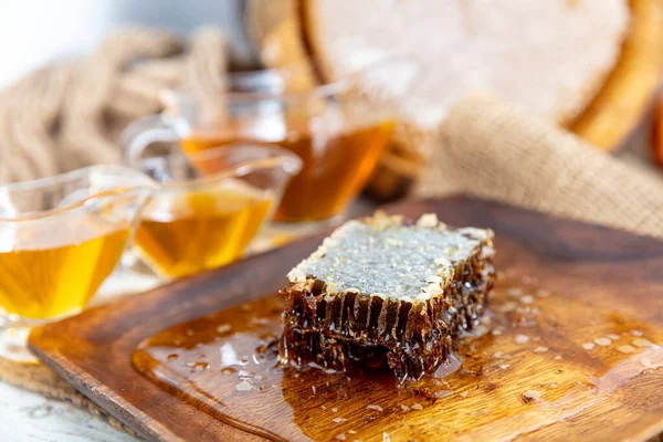 Magical Honeycomb Close Honey Harvesting Honey Picking Organic Honeycomb Turkish — Stock Photo, Image