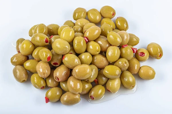 Olives Vertes Remplies Poivron Rouge Olives Vertes Farcies Poivron Rouge — Photo