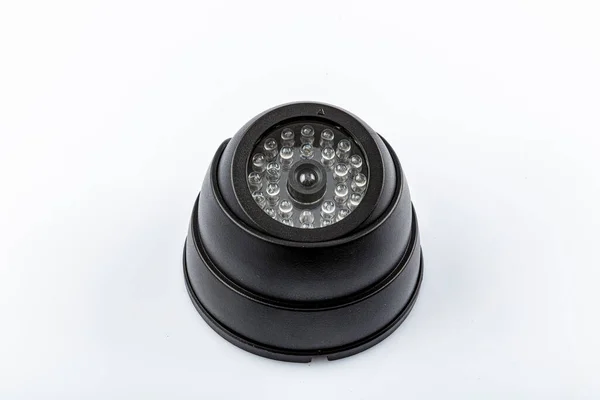 Modern Övervakningskamera Svart Kupol Kamera Isolerad Vit Bakgrund — Stockfoto