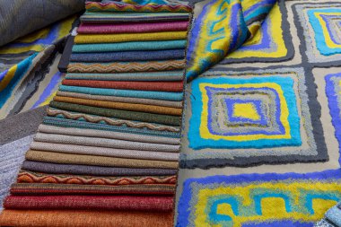 Tekstil örnekleri renk çizelgesi. Arkaplan rengi kumaş kumaş kumaş tasarımcısı.