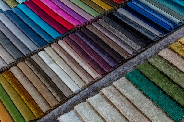 Muestras Textiles Carta Colores Fondo Pantone Color Tela Muestras Diseñador — Foto de Stock
