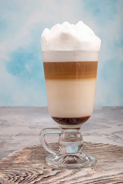 Kávové Latté Sklenici Čokoládou Šálek Kávy Latte — Stock fotografie