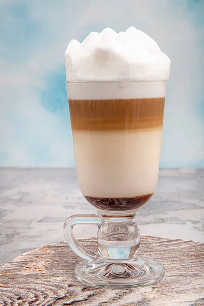 Kávové Latté Sklenici Čokoládou Šálek Kávy Latte — Stock fotografie