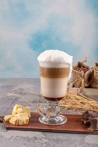 Coffee Latte Glass Chocolate Cup Coffee Latte — Stock Photo, Image