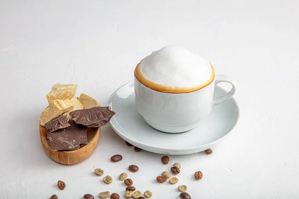 Café Con Leche Capuchino Una Taza Café Bar Concepto Arte — Foto de Stock