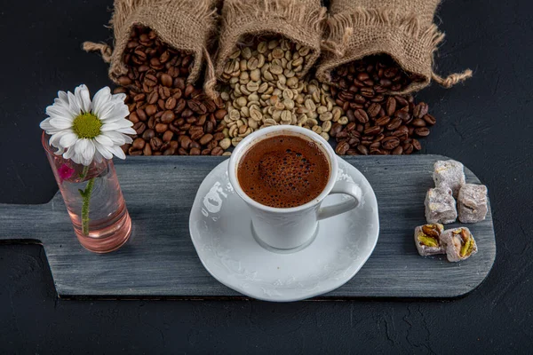 Concepto Tradicional Turco Bebida Café Café Turco Con Vaso Agua — Foto de Stock