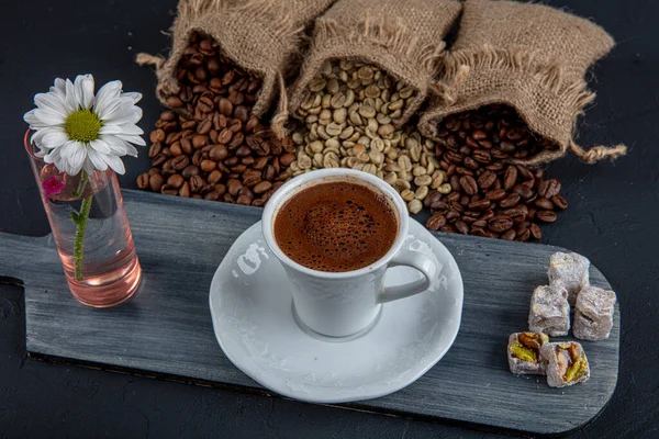 Concepto Tradicional Turco Bebida Café Café Turco Con Vaso Agua — Foto de Stock