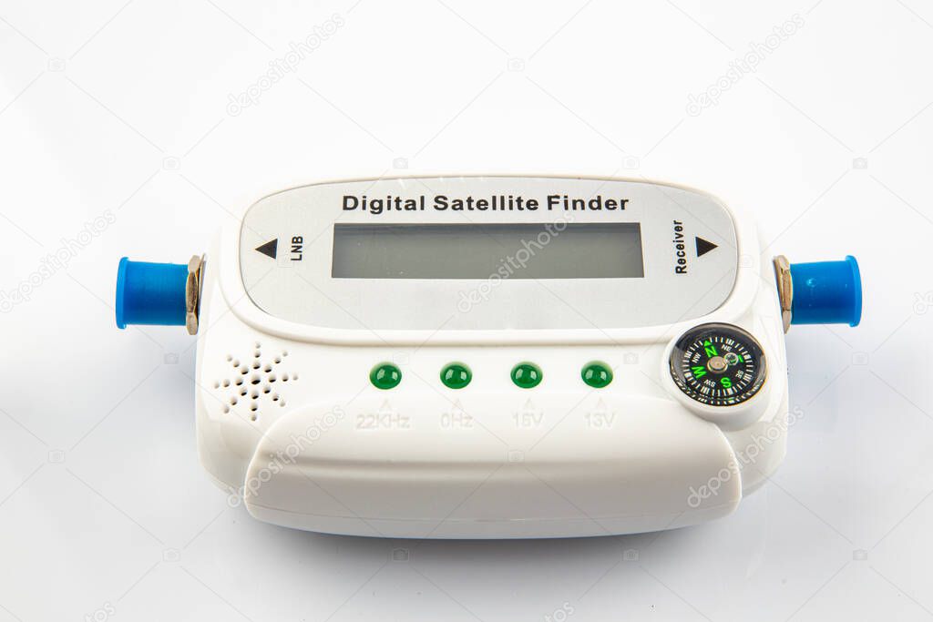 Digital Satellite Finder. Satellite signal finder isolated on white background.
