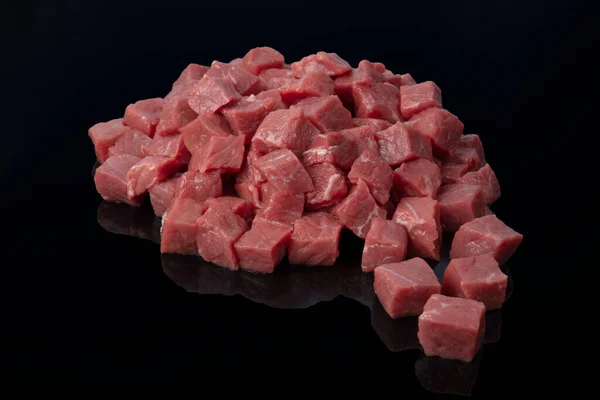 Raw Chopped Lamb Fillet Diced Tenderloin Cubed Mutton Sirloin Meat — Stock Photo, Image