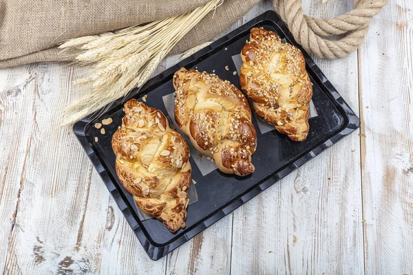 Easter bread with nuts and raisins. Sweet pastries with nuts and raisins. Easter buns.