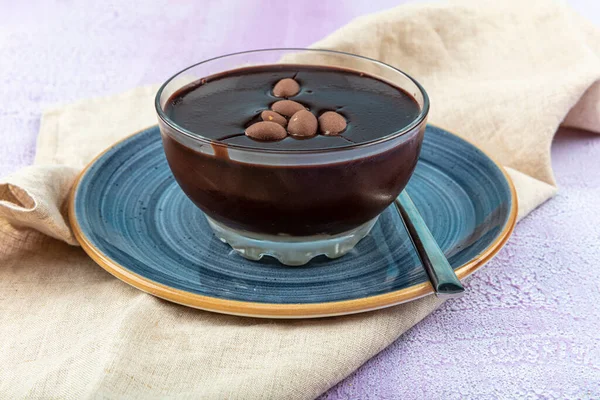 Chocolate Pudding Pistachio Glass Bowl — Stock Photo, Image