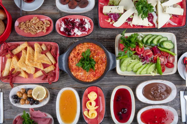 Cozinha Tradicional Turca Conceito Restaurante Aldeia Pequeno Almoço Pequeno Almoço — Fotografia de Stock