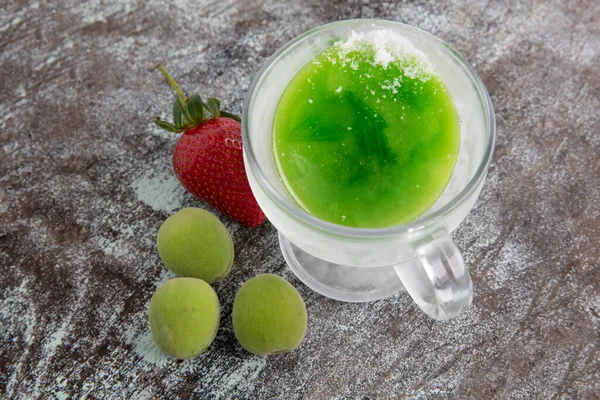 Kiwi Jéggel Iszik Zöld Italok Koktélzöld — Stock Fotó