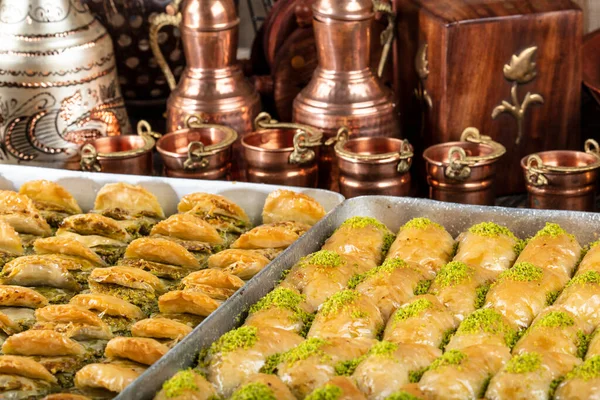 Turki Dessert Baklava Dengan Latar Belakang Konsep — Stok Foto