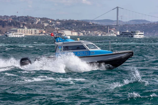 Istambul Turquia Março 2019 Istambul Bosphorus Barco Polícia Marítima Istambul — Fotografia de Stock