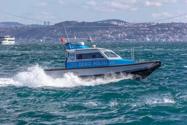 Istanbul Turkey Μαρτίου 2019 Istanbul Bosphorus Κρουαζιέρα Σκάφος Της Αστυνομίας — Φωτογραφία Αρχείου