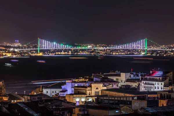 Puente Del Bósforo Nueva Mezquita Estambul Turquía — Foto de Stock