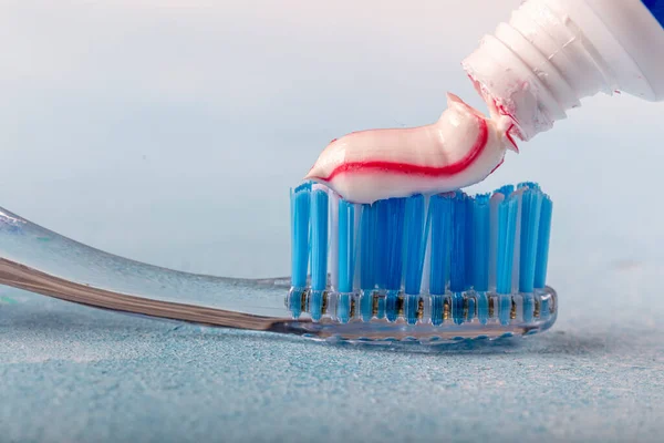 Toothbrush Toothpaste Blurred Background — Stock Photo, Image