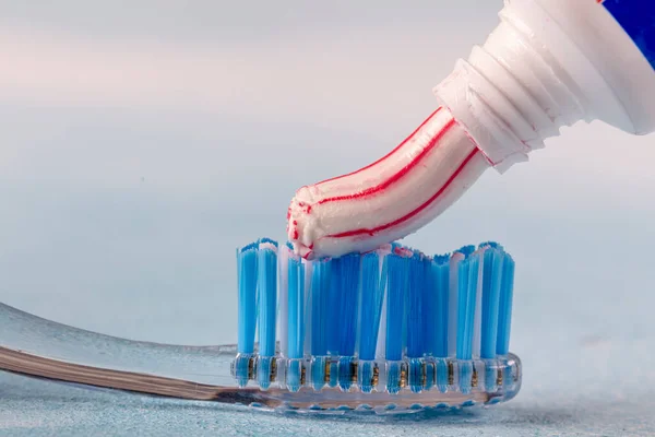 Toothbrush Toothpaste Blurred Background — Stock Photo, Image