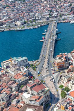 İstanbul, Türkiye - 9 Haziran 2013; İstanbul hava fotoğrafı, helikopterden 1500 feet uzakta. Helikopterden Tarihi Yarımada, Topkapı Sarayı, Gülhane Parkı, Ayasofya, Mavi Cami ve Marmara Denizi manzarası.