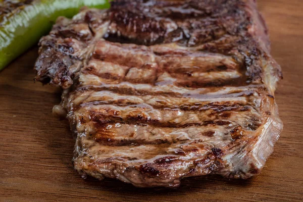 Marha Steak Grillezett Zöldségekkel Fűszerezés Alapon — Stock Fotó