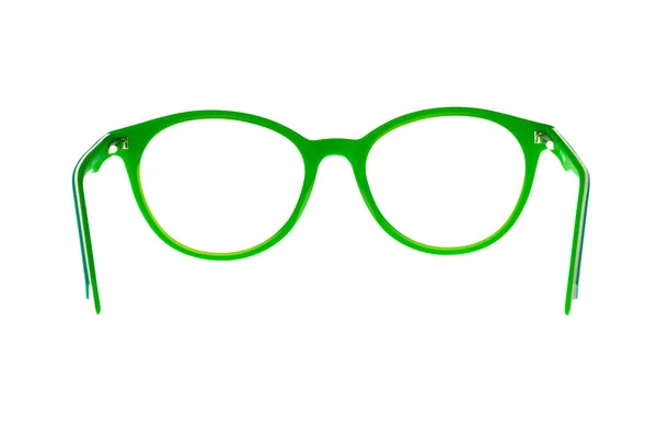 Beyaz Arka Planda Yeşil Çerçeveli Unisex Gözlükleri Ofis Tarzı — Stok fotoğraf