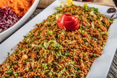 Lezzetli Asya yemeklerinin yakın görüntüsü