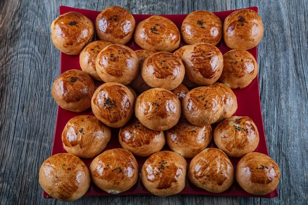 Pães Assados Hora Com Sementes Gergelim — Fotografia de Stock