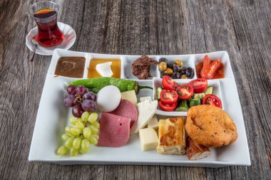 Türk mutfağı kahvaltı tabağı, aşçılık konsepti