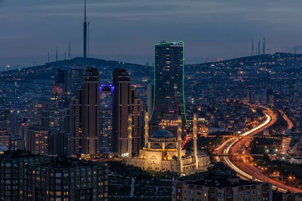 Night View New Financial Center City Istanbul Turkey — стоковое фото