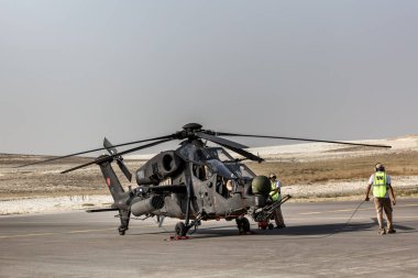 Sivrihisar, ESKISEHIR, TURKEY - 16 Eylül 2017; Saldırı helikopteri TAI-AgustaWestland T129 ATAK. Türk Hava Kuvvetleri. Sivrihisar Hava Gösterisi Eskisehir, Türkiye.
