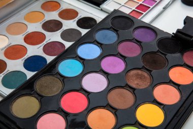 Makyaj için fırçalı gölge seti. Makyaj fırçalı göz falı paleti