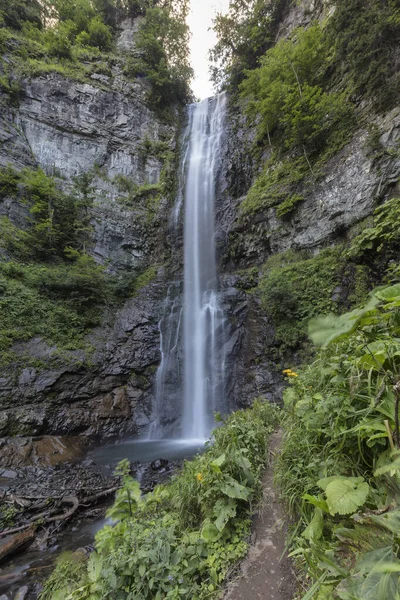 High waterfall among dense forests Maral waterfall. Maral Waterfall, Borcka Artvin Turkey.