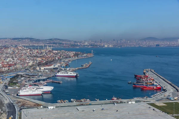 Yenikapi Ferry Port Istanbul Turkey Aerial Photo Shooting Helicopter —  Fotos de Stock