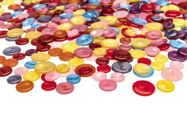 Many Colorful Garment Buttons Various Shapes Sizes Plastic Buttons Colorful — Stock Photo, Image