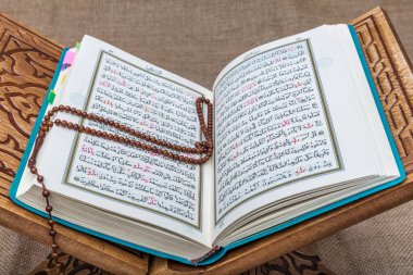 Istanbul, Turkey:  Holy Quran and prayer on stand
