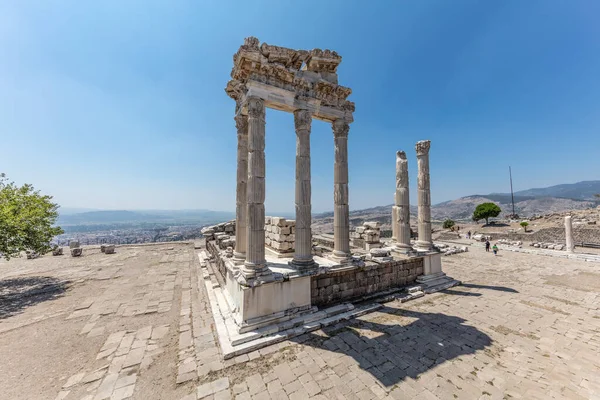 Pergamon Acropole Ruines Ruines Colonnes Temple Trajan Acropole Pergame Bergama — Photo