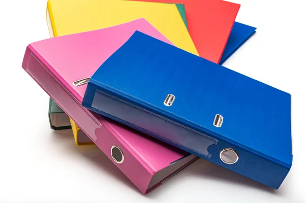 Kolorowe Foldery Izolowane Biało Renkli Evrak Dosyas Foldery — Zdjęcie stockowe