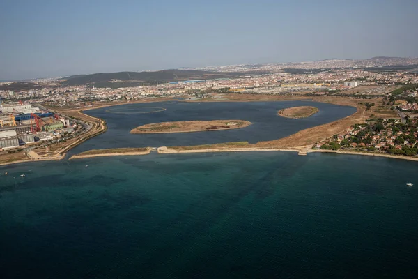 stock image Tuzla, Istanbul, Turkey - 25 August 2013; Tuzla district of Istanbul. Aerial view of shipyards in Marmara sea. This shipyard zone was founded in 1960s and houses about 40 shipbuilding companies