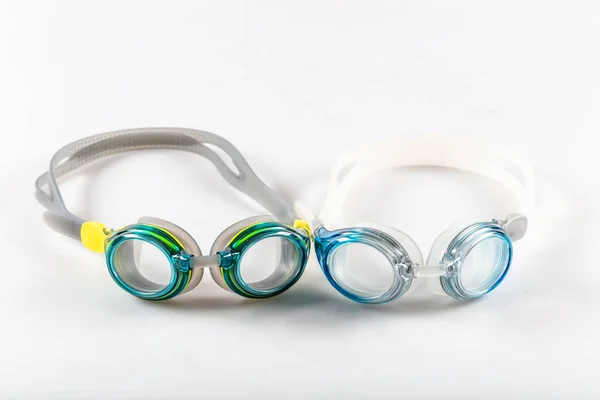 Óculos Para Nadar Com Gotas Água Piscina — Fotografia de Stock